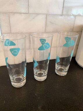 Federal Glass Company Vintage MCM Amoeba Boomerang Atomic Glasses Set of 3